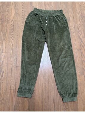 DONNI. Olive Green Plush Track Pants